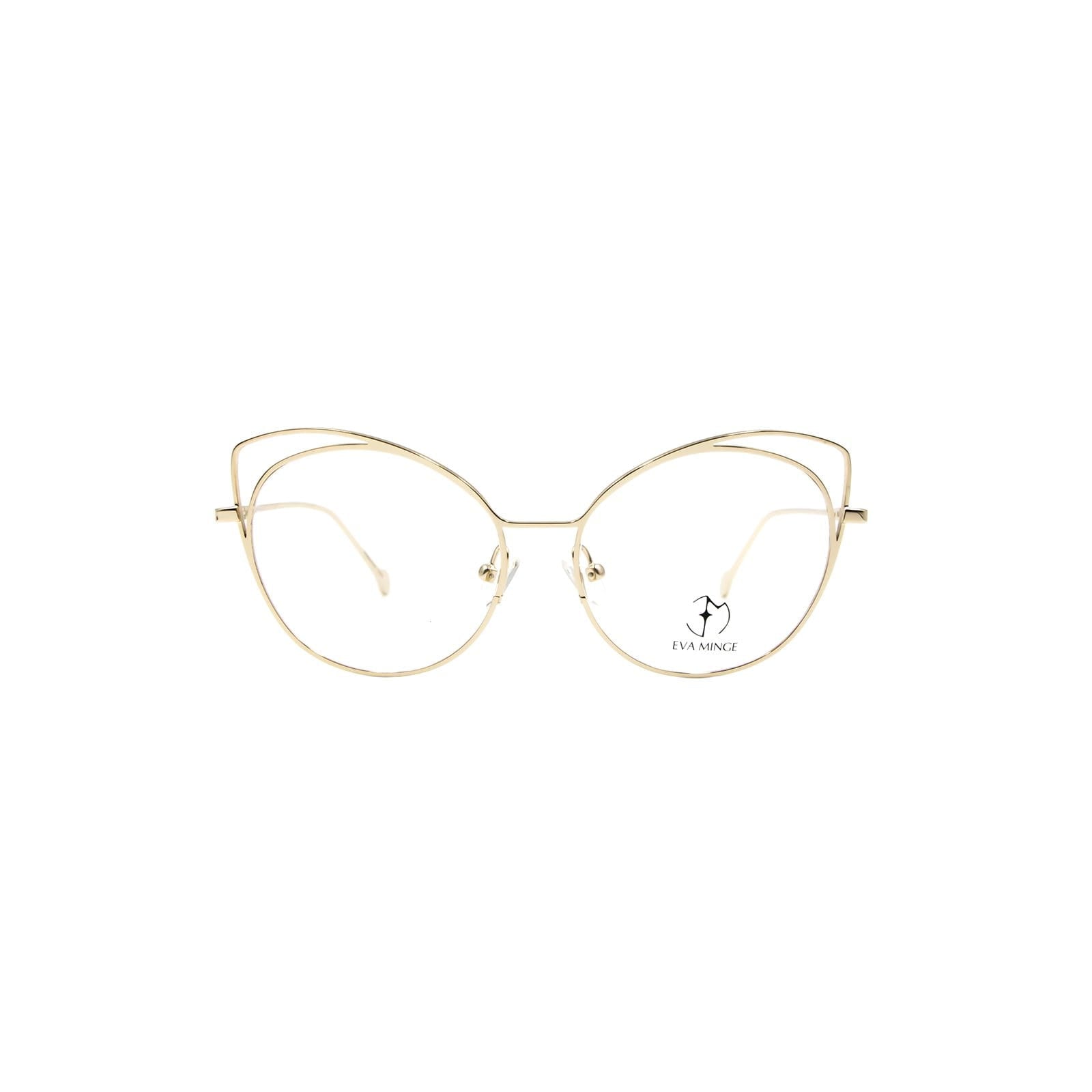 Oprawy damskie, kocie Eva Minge EMP 1010 C1 złote, metalowe, vintage