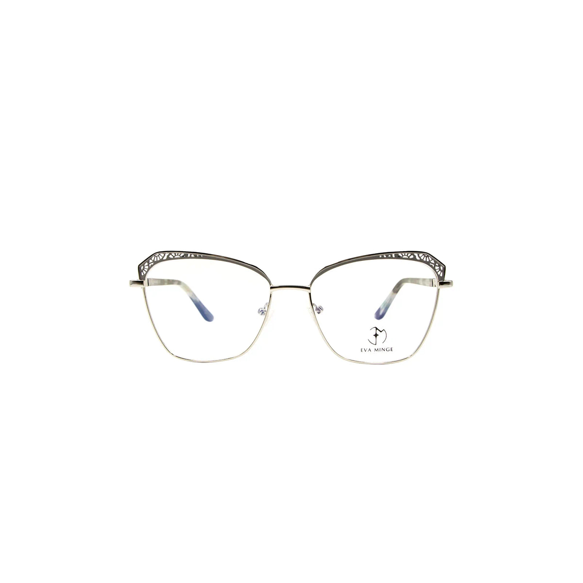 Eva Minge EM 11266 C2 thin glasses frames, white and gray, women's